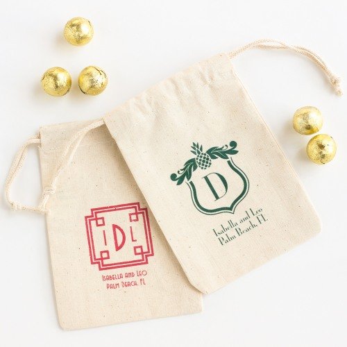 Pochettes de Coton Personalisées pour bonbonnières de mariage