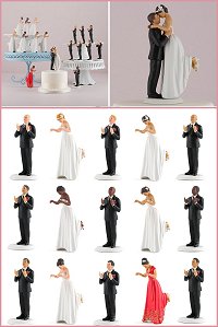 Figurines Couple de Mariés Interraciales pour Gâteaux de Mariage